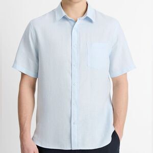 Vince White Casual Button Down Shirt, Blue, XL